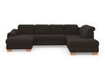 Wohnlandschaft SIT & MORE "Dundee U-Form", braun (espresso), B:338cm H:86cm T:219cm, Sofas, Wohnlandschaft, mit Federkern und Massivholzfüßen, wahlweise mit Kopfteilverstellung