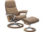 Relaxsessel STRESSLESS "Consul", braun (almond paloma), B:91cm H:102cm T:79cm, Leder BATICK: BATICK ist ein leicht korrigiertes, durchgefärbtes und genarbtes Möbelleder, bei dem die meisten Unebenheiten und Spuren in der Regel entfernt wurden.;Leder PALOMA: PALOMA ist ein durchgefärbtes Semianilin-Möbelleder mit natürlicher Narbung.;ROHLEDER Stoff Q2 FARON: Ein fester zuverlässiger Bouclé mit eine