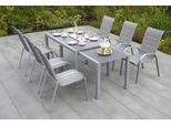 Garten-Essgruppe MERXX "Amalfi di Lusso", braun (silber, diamantbraun), Polyester, Aluminium, Polyester, Sitzmöbel-Sets, Garten-Essgruppe, mit 6 Sesseln und verstecktem zweitem Tisch zur Erweiterung