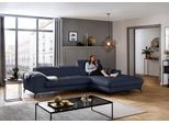 Ecksofa W.SCHILLIG "piedroo, Designsofa mit tollem Sitzkomfort, L-Form", blau (blau z59), B:303cm H:70cm T:193cm, Longlife Xtra-Leder Z59: Glattleder mit modischer Prägung. Hautstärke 0, 9 - 1, 1 mm, Sofas, Ecksofa, Kopfteilverstellung, wahlweise mit Sitztiefenverstellung, Breite 303cm