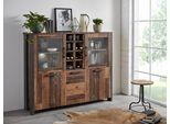 Highboard FORTE "Clif", grau (old wood vintage, beton, optik), B:151,3cm H:125,4cm, Sideboards, Highboard, Breite 151 cm