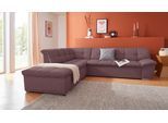 Ecksofa DOMO COLLECTION "Lagoa, moderne Sitzheftung, bequem und komfortabel, L-Form", lila (beere), B:271cm H:76cm T:232cm, Sofas, Ecksofa, wahlweise mit Bettfunktion, frei im Raum stellbar, große Farbvielfalt