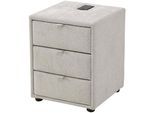 Nachtkonsole JOCKENHÖFER GRUPPE "Lissy mit 3 Schubladen", grau (greige 438, 29), B:44cm H:53,5cm T:45cm, Sideboards, Nachtkonsole, mit induktiver Ladeeinheit und zusätzlich USB-A und USB-C Ladeports