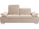 2,5-Sitzer DOMO COLLECTION "Milan inklusive komfortablen Federkern für mehr Sitzkomfort", beige, B:215cm H:77cm T:93cm, Kunstleder SOFTLUX;Luxus-Microfaser ALTARA NUBUCK (100% Polyester);Luxus-Microfaser (100% Polyester), Sofas, 2 5-Sitzer, mit Rückenverstellung