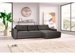 Ecksofa TRENDMANUFAKTUR "Bourbon II, hoher Sitzkomfort, extrabreite Recamiere für Relaxkomfort", grau (smoked pearl), B:303cm H:84cm T:176cm, 100% Polyester, Sofas, Ecksofa, wahlweise mit Bettfunktion und Bettkasten, zeitlos und elegant, L-Form