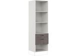 Seitenschrank IMPULS KÜCHEN "Prag", Breite/Höhe: 60/205,1 cm, mit Soft-Close", grau (beton, optik schiefer dunkelgrau), B:60cm H:205,1cm T:57,6cm, Dekorfolie, Holzwerkstoff, Schränke, Seitenschrank, vormontiert, mit Schubkasten, mit Auszug, mit verstellbaren Fachböden