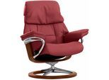 Relaxsessel STRESSLESS "Ruby", rot (cherry paloma), B:76cm H:100cm T:75cm, Leder PALOMA: durchgefärbtes Semianilin-Möbelleder;Leder BATICK: durchgefärbtes und genarbtes Möbelleder, Sessel, Relaxsessel, mit Signature Base, Größe S, Gestell Eiche, Wenge, Braun & Schwarz