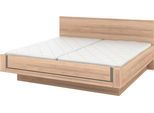 Holzbett MUSTERRING "Sorrent, Bettgestell, Bettrahmen, teilmassiv Eiche", braun (weiß, neutral), B:200cm L:190cm, Betten, Holzbett, Eiche teilmassiv, Liegehöhenverstellung, in schwebender Optik