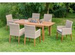 Garten-Essgruppe MERXX "Ranzano", beige (naturfarben), Obermaterial: 100% Polyester. Füllung: 100% Polyurethan, Sitzmöbel-Sets, Garten-Essgruppe