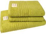 Handtuch Set DYCKHOFF "Nature", grün (kiwi), 3 Stk., Frottier, Frottier, Obermaterial: 100% Baumwolle, Handtuch-Sets, Handtuch Set, 3er Set: 2x Handtücher, je 50 x 100 cm & 1x Badetuch 70 x 140 cm