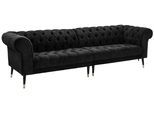 Chesterfield-Sofa HOME AFFAIRE "Tinnum", schwarz, B:263cm H:77cm T:87cm, Luxus-Microfaser Vintageoptik (66% PU, 27% Polyester, 7% Baumwolle);Struktur weich( 97% Polyester, 3% Polyacryl), Sofas, Chesterfield-Sofa