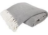 Tagesdecke PRIMERA "Fransen", grau (grau, weiß), B:280cm L:250cm, Baumwolle, Tagesdecken, Tagesdecke, mit stylischem Fransenrand und Fischgrat-Muster