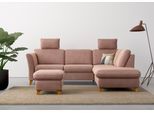Ecksofa HOME AFFAIRE "Trelleborg L-Form", rosa (altrosa), B:252cm H:86cm T:213cm, 95% Polyester, 5% Polyamid, Sofas, Ecksofa, wahlweise mit Bettfunktion und Bettkasten, inkl. Federkern-Polsterung