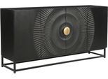 Sideboard SIT, gold (schwarz, gold), B:150cm H:75cm T:38cm, Massivholz, Metall, Sideboards, Sideboard, mit Schnitzmuster und goldfarbenem Griff
