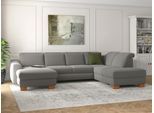 Wohnlandschaft SIT & MORE "Dundee U-Form", grau, B:338cm H:86cm T:219cm, Sofas, Wohnlandschaft, mit Federkern und Massivholzfüßen, wahlweise mit Kopfteilverstellung