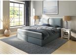 Boxspringbett HOME AFFAIRE "Lysann", blau (petrol), B:187cm L:215cm, Komplettbetten, Boxspringbett, 5fach verstellbares Kopfteil, in 4 Breiten, 3 Matratzenarten