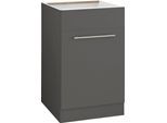 Spülenschrank WIHO KÜCHEN "Unna", grau (front und korpus: anthrazit), B:50cm H:82cm T:57cm, Schränke, Spülenschrank, 50 cm breit, ohne Arbeitsplatte