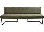 Polsterbank K+W KOMFORT & WOHNEN, grün (grün 21), B:202cm H:82cm T:67cm, Sitzbänke, Polsterbank, in abgerundeter Form, Rundrohrkufe lang gebogen, in Leder oder Stoff
