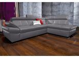 Ecksofa EXXPO - SOFA FASHION "Salerno, Funktionssofa, hoher Sitzkomfort, Breite 268cm, L-Form", grau (delfin), B:268cm H:77cm T:204cm, NaturLeder;Primabelle-Microfaser (100% Polyester);Luxus-Kunstleder, Sofas, Ecksofa, inkl. Kopf- und Armteilverstellung, wahlweise mit Bettfunktion