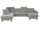 Wohnlandschaft HOME AFFAIRE "Conville U-Form", grau, B:322cm H:84cm T:217cm, 100% Polyester, Sofas, Wohnlandschaft, Kopfteilverstellung wahlweise mit Bettfunktion und Bettkasten