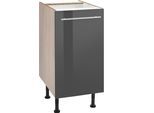 Unterschrank OPTIFIT "Bern", grau (grau hochglanz, akaziefarben), B:40cm H:87cm T:58,4cm, Schränke, Unterschrank, 40 cm breit, mit 1 Tür mit höhenverstellbaren Füßen, mit Metallgriff