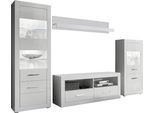 Wohnwand HOME AFFAIRE "BIANCO", weiß (weiß matt, weiß mdf hochglanz), B:300cm, Kastenmöbel-Sets, Wohnwand
