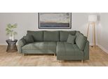 Ecksofa HOME AFFAIRE "CHARRE L-Form mit Ottomane, Maße B/T/H: 231/161/81 cm", grün (mint), B:231cm H:81cm T:161cm, 100% Polyester, Sofas, Ecksofa, feine Steppung, lose Rücken- und Zierkissen, auch in Cord und Bouclé