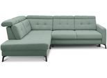 Ecksofa MUSTERRING "MR 4615", grün (mint), B:272cm H:84cm T:214cm, 100% Polyester, Sofas, Ecksofa, mit Kopf- und Rückenverstellung, Metallfuß schwarz, Maße 272 x 214 cm