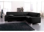 Ecksofa DOMO COLLECTION "Alisson, zeitlose Optik, flache Armlehnen, Breite 249cm, L-Form", schwarz, B:249cm H:75cm T:181cm, Microfaser aus 100% Polyester;Softlux, das pflegeleichte Kunstleder aus 80% PVC, 18% Polyester und 2% Polyurethan;Strukturstoff aus 90% Polyester und 10% Polyacryl, Sofas, Ecksofa, fester Sitzkomfort, wahlweise mit Bettfunktion