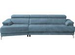 Ecksofa EGOITALIANO "Soul, extravagantes Designsofa, Megasofa, super bequem, tolle Details", blau (hellblau), B:246cm H:99cm T:140cm, Luxus-Micofaser Lederoptik (100% Polyester) ist ein neues technisches Gewebe mit einem visuellen und taktilen Aspekt, der dem Nubuk sehr nahe kommt, mit innovativen Eigenschaften. Seine außerordentliche Weichheit kommt von einem exklusiven Produktionsprozess, der Un
