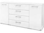 Kombikommode "Henderson", weiß (alpinweiß), B:160cm H:81cm T:42cm, Holzwerkstoff, SET ONE BY MUSTERRING, Sideboards, Kombikommode, mit 2 Türen und 4 Schubladen inkl. Selbsteinzug und Dämpfung