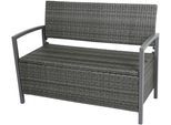 Gartenbank GARDEN PLEASURE "Ferrara", grau (dunkelgrau), B:117cm H:86cm T:58cm, Geflecht Rattan, Metall, Sitzbänke, Gartenbank, mit Staufach, BxTxH: 117x58x86 cm, verschiedene Farben
