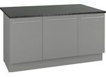 Kücheninsel OPTIFIT "Bern", grau (küche: grau, korpus: basaltgrau, arbeitsplatte: anthrazit), B:160cm, Komplettküchen-Sets, Kücheninsel, mit durchgehender Arbeitsplatte als Theke, Breite 160 cm