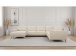 Wohnlandschaft OTTO HOME "Oland Skandi, weicher Chenille-Stoff", beige, B:342cm H:85cm T:260cm, 100% Polyester, Sofas, Wohnlandschaft, U-Form, 342 cm, Wellenunterfederung, Skandi-Design, Massivholzfüße