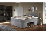Boxbett HOME AFFAIRE "Carolin", grau (hellgrau), B:142cm L:210cm, Komplettbetten, Boxbett, mit Nische inkl. gepolsterter Unterlage für Haustiere