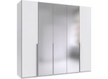 Kleiderschrank WIMEX "Mugano,in 5 Breiten,2 Höhen,2 Tiefen, viele Farben, Made in Germany", weiß (weiß, griffe alufarben), B:225cm H:208cm T:58cm, Holzwerkstoff, Schränke, Kleiderschrank, mit langen Griffen aus Metall, mit oder ohne Spiegel