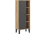 Stauraumschrank HOME AFFAIRE "Oslo, Badschrank mit Knopfgriff, Hochschrank im skandinavischen Design", grau (eiche evoke, grau), B:51cm H:128cm T:33cm, FSC-zertifizierter Holzwerkstoff, Schränke, Stauraumschrank, in der Türfarbe Weiß oder Grau verfügbar, ausreichend Stauraum