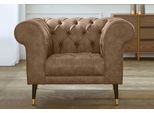 Chesterfield-Sessel HOME AFFAIRE "Tinnum Sessel", braun (hellbraun), B:106cm H:77cm T:87cm, Luxus-Microfaser Vintageoptik (66% PU, 27% Polyester, 7% Baumwolle);Struktur weich( 97% Polyester, 3% Polyacryl), Sessel, Chesterfield-Sessel