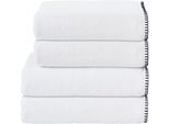Handtuch Set DONE. "Deluxe Prime 2xHandtücher (50x100 cm), 2x Duschtücher (70x140 cm)", weiß, 4 Stk., Zwirnfrottee, Zwirnfrottee, Obermaterial: 100% Baumwolle, Handtuch-Sets, Handtuch Set, mit einfassender Ziernaht in schwarz