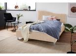 Polsterbett, beige, B:152cm H:100cm L:210cm, Bezug Bett: Velours mit grober Lederoptik (100% Polyester);Bonnellfederkernmatratze: 51% Polypropylen, 39% Polyester, 10% Baumwolle;Kaltschaummatratze: 100% Polyester, Bezug abnehm- und waschbar bis 60C, WESTFALIA SCHLAFKOMFORT, Betten, Polsterbett