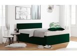 Boxspringbett, grün (moosgrün), B:175cm L:210cm, Bezug: 100% Polyester;Polsterwatte: 100% Polyester, WESTFALIA SCHLAFKOMFORT, Komplettbetten, Boxspringbett, mit Zierkissen, wahlweise mit Topper