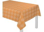 Tischdecke ADAM "Romantic Puligny" Gr. 2, gelb (curry), B:130cm L:190cm, Bio-Baumwolle, Tischdecken, Tischdecke, aus 100% Bio-Baumwolle