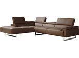 Ecksofa EGOITALIANO "Malika, elegant und bequem, Designsofa, L-Form", braun (chocolate), B:300cm H:94cm T:107cm, Leder »BULL« (echtes Rindsleder). Geschliffenes, pigmentiertes und behandeltes Rindsleder mit einer Dicke von 1, 3-1, 5 mm. Dieses Leder zeigt eine ziemlich weiche Hand mit einem halb undurchsichtigen Aussehen. Es handelt sich um ein geschütztes Leder. Eine leichte Deckschicht schützt s