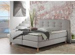 Boxspringbett HOME AFFAIRE "Cecina", grau (silbergrau), B:122cm L:210cm, Struktur fein (100% Polyester), Komplettbetten, Boxspringbett, in 5 Breiten, 3 Ausführungen, 2 Härtegrade, Knopfheftung, Topper