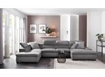 Wohnlandschaft HOME AFFAIRE "Alberto U-Form", grau (steel), B:350cm H:73cm T:228cm, 100% Polyester;Microfaser in Antiklederoptik (100% Polyester);Luxus-Microfaser Vintageoptik (100% Polyester);Luxus-Microfaser weich (90%Polyester 10%Polyamid), Sofas, Wohnlandschaft, mit Kopfteilverstellung, wahlweise mit Bettfunktion