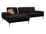 Ecksofa W.SCHILLIG "run, Designsofa mit tollem Sitzkomfort, bequem, L-Form", schwarz (midnight w82), B:279cm H:88cm T:178cm, Longlife Xtra-Leder Z73: Naturwalkleder der Luxusklasse aus den erlesensten Rohhäuten. Hautstärke 1, 1 – 1, 3 mm;ROHLEDER Jacquard-Flachgewebe Q2 W60 (63% Polyester, 37% Polyacryl);ROHLEDER Chenille-Flachgewebe Q2 W77 (68% Polyacryl, 32% Polyester);Stoff S37 (100% Polyester)