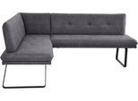 Eckbank K+W KOMFORT & WOHNEN, grau (anthrazit), B:157cm H:87cm T:207cm, Sitzbänke, Eckbank, Polstereckbank in Spitzkissenoptik, Sitz und Rücken gesteppt