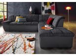 Ecksofa DOMO COLLECTION "Splash, aktuelle Sitz- und Rückensteppung, Materialmix, L-Form", schwarz (schwarz, pepper), B:271cm H:76cm T:232cm, Kunstleder SOFTLUX / Struktur (90% Polyester, 10% Polyacryl);Luxus-Microfaser (100% Polyester) / Struktur (90% Polyester, 10% Polyacryl), Sofas, Ecksofa, wahlweise mit Bettfunktion