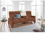 3-Sitzer EXXPO - SOFA FASHION "Ascoli, Kinosofa mit hohem Sitzkomfort, bequeme Armlehnen", braun (cognac), B:251cm H:106cm T:99cm, NaturLEDER (echtes Rindsleder) in Sitz und Rücken. Korpus in passendem Kunstleder SOFTLUX bezogen;Velours in Lederoptik (100% Polyester);Webvelours (92% Polyester, 8% Nylon), Sofas, 3-Sitzer, inkl. Relaxfunktion, Ablage und Staufach, hohe Rückenlehne