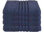 Handtücher SCHIESSER "Milano aus 100% Baumwolle mit eleganter Bordüre in Hoch-Tief-Optik", blau (dunkelblau), B:50cm L:100cm, Frottier, Frottier, Handtücher, Handtücher, Made in Green